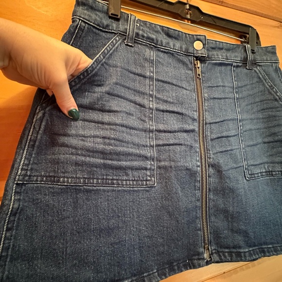 Madewell Blue Asymmetrical Skater Mini Skirt - Picture 3 of 15